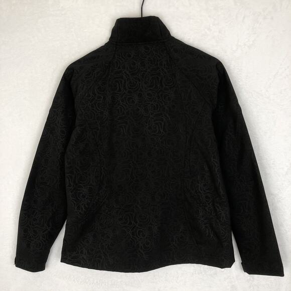 DOUBLE DIAMOND Jacket Women's Sz S Black Floral SOFT Fleece Lined Full Zip Mock - Picture 2 of 16